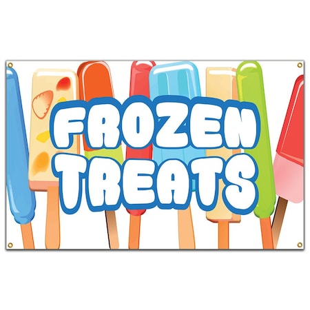 Signmission Frozen Treats Banner Concession Stand Food Truck Single Sided B-120 Frozen Treats19